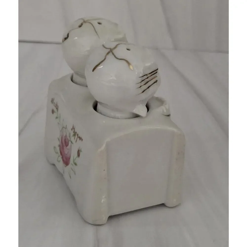 1950s Empress Japan Nodding Skull Salt & Pepper Shakers w/ Base